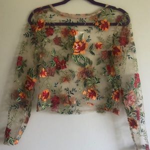 Urban Outfitters Lace Long Sleeve Top - Floral